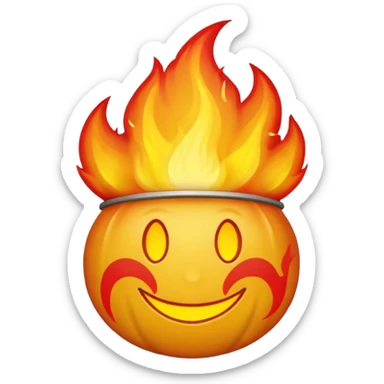 🙂🔥 cobine the two put the fire on topp of the head nothing more nothing less, stop with the ai don’t make it look like a person make it look like an yellow smiley face sticker