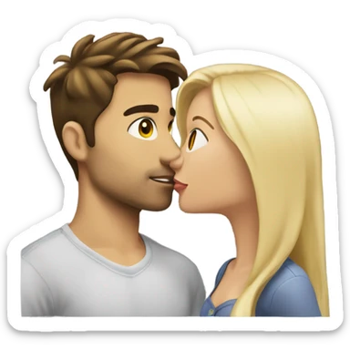 Brunette girl kissing blonde guy sticker