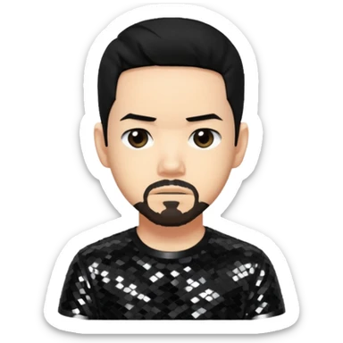 Mike Shinoda with black hair, black sequin shirt sticker