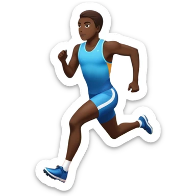 An icon featuring The background showcases a vibrant stadium with cheering fans, bright lights, and a clear sky. an athlete sprinting on a track, with powerful strides and determination. The athlete's motion is dynamic, emphasizing speed and competition. sticker