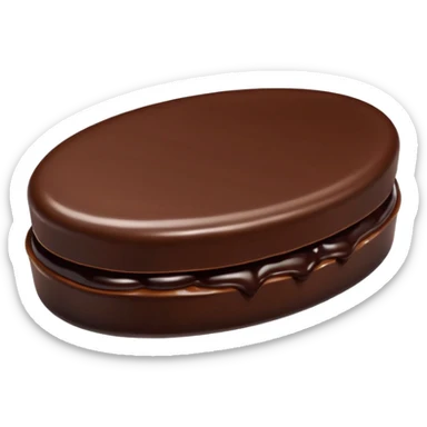 Chocolate covered Baltic curd snack with jam sticker