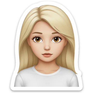 ragazza bionda cenere truccata con maglietta a maniche lunghe bianca sticker