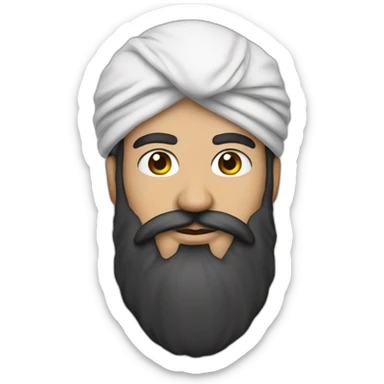 Arab big turban dark brown beard white male sticker