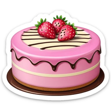 Pink Strawberry Cheesecake With Chocolate Syrup  sticker