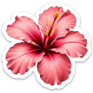 Realistic, detailed, 3D rending, Vibrant  Coral Pink Hibiscus HIbiscus rosa-sinensis sticker