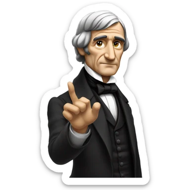 Ralph Waldo Emerson with his hand presenting something sticker