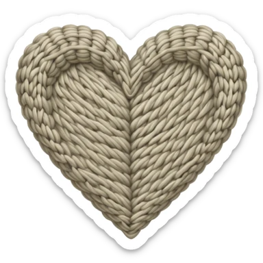 Patterned, Knitted textured, neutral colored heart  sticker