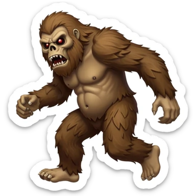 An angry sasquatch running full speed to the right in "blitzkrieg" mode. In the style of you bleeding skull art sticker