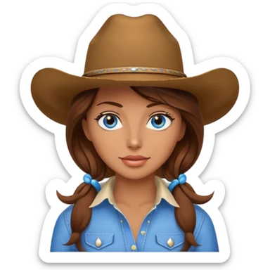Sexy Cowgirl brown hair, estroil blue sticker