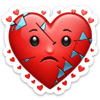A shattered heart emoji, broken into many small, irregular fragments, conveying a feeling of heartbreak sticker