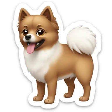 little brown spitz with a white chest  sticker
