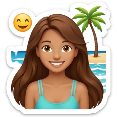 summer vibes girl whit long brun hair sticker