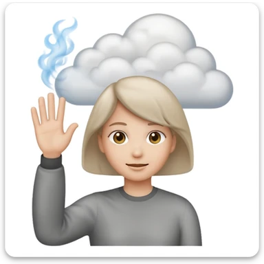 create an emoji with the emojis 👋🏻💨 with an expression like i don't care  sticker
