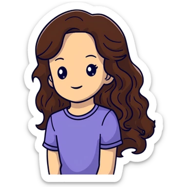 girl with long wavy brown hair and fair skin sticker