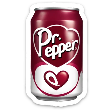 a can of dr pepper with hearts around it sticker