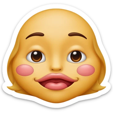 

I'd like an emoji with slightly squinty eyes, a mouth giving a tight kiss with little creases around the lips sticker