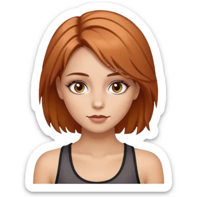 a girl with makeup on and hazelnut colered hair and eyes with a tank top scin color white sticker