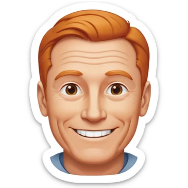 smiling older white man, fit physique, receding ginger hair, approachable look sticker