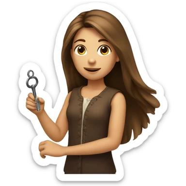 Girl with brown long hair with key in hand sticker