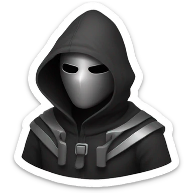 grayscale black mysterious masked hooded man sticker