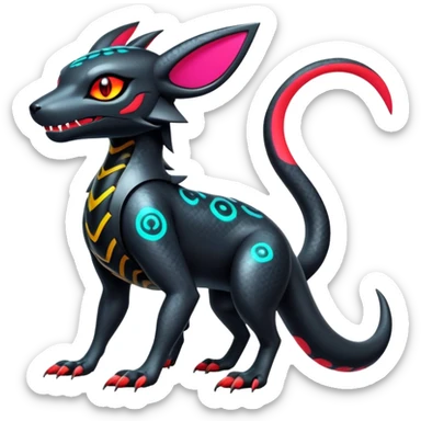 Modern Futuristic Scaly Cyber-Salandit-Umbreon-Litten-Hybrid (Full body) sticker