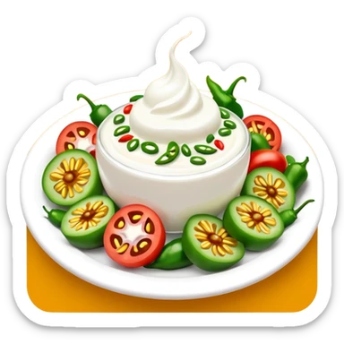 Pakistani dish named chaat its has yougurt and green chilli and vegetables in it sticker