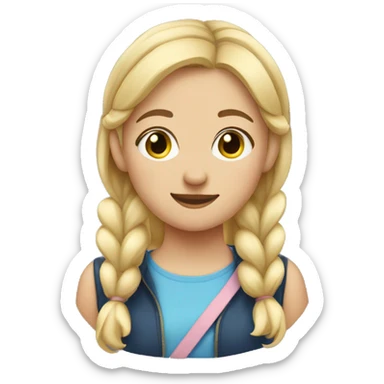 Cute girl with to pigtails blonde hair sticker
