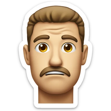 Raised eyebrow anxious smiley with sweat drop. sticker