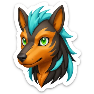 Cyan manectric-Electrike-Houndoom-fusion with neon-green stripes and orange eyes  sticker