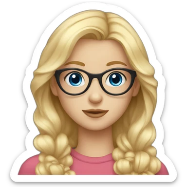 A Russian Girl with Blue eyes, Rose glasses and Blond hair sticker