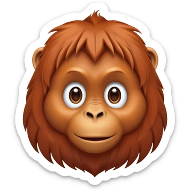 cinematic-cute-orangutan-portrait-emoji,-head-tilted-playfully-and-inquisitively,-with-a-gentle,-expressive-face-accented-by-soft,-flowing-fur-and-round,-sparkling-eyes-brimming-with-warmth,-simplified-yet-irresistibly-adorable-features sticker