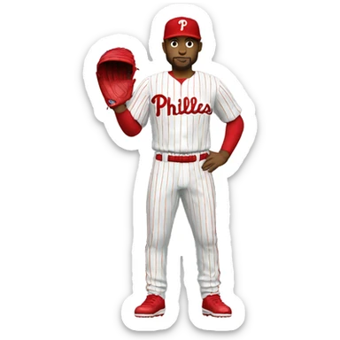 White Phillies player standing sticker