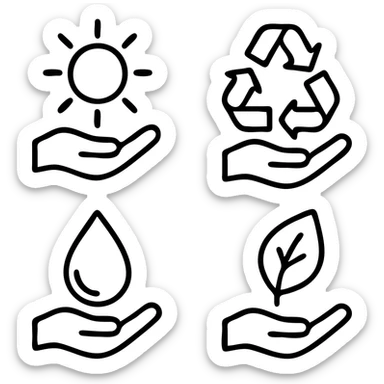 Hand Icons. Ecology and environment icon set. Green energy, recycling, and sustainability symbols. Vector collection for eco-friendly concepts like solar power, clean water, and nature care sticker