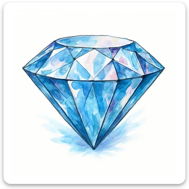 Сгенерируй мне Бриллиант, в чуть рисованном стиле. На чисто белом фоне. БЕЗ НАДПИСЕЙ. Но при этом объмная и яркая sticker