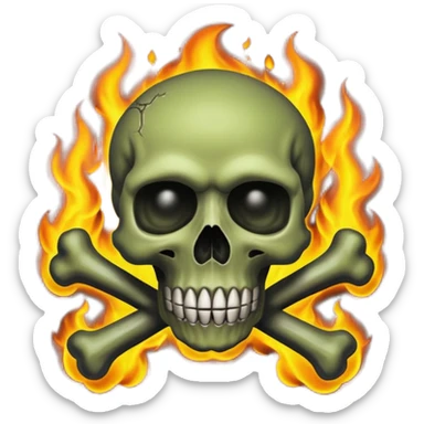 a poisonous cloud of gas, dark swamp color, with an image of a skull and two crossed bones behind the skull sticker