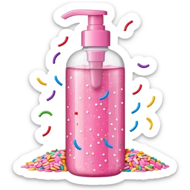 Pink shower gel light pink bottle with sprinkles and confeti on the bottle  sticker