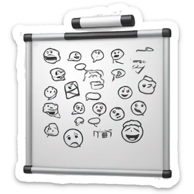 Whiteboard that has been drawn all over  sticker