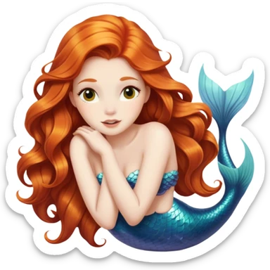 pretty ginger woman mermaid sticker