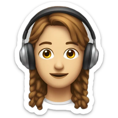 Personne cheveux de couleur brun , couleur de peau blanche avec un casque audio sur la tête sticker