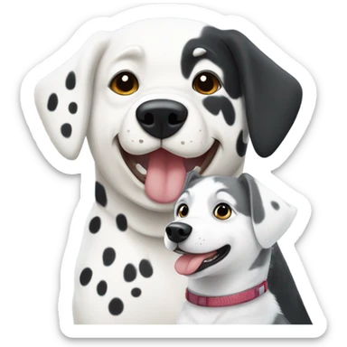 shibi style, dalmatian, white and grey siberian husky, in love sticker