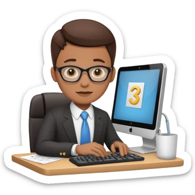 imagenes de una contador en caricatura, con una computadora y mencione conta 365 sticker