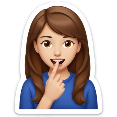 Une fille brune et blanche qui se mord l'ongle avec ses dents comme si elle draguait qqn sticker