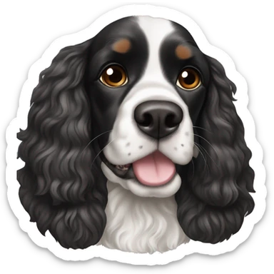 A English  black and white cocker spaniel with brown eye brows sticker