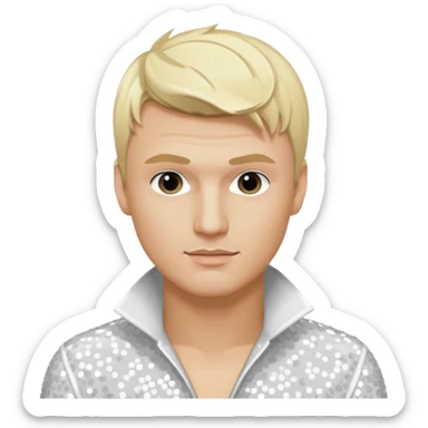 Nick Carter from Backstreet Boys with blonde hair, white sequin outfit sticker