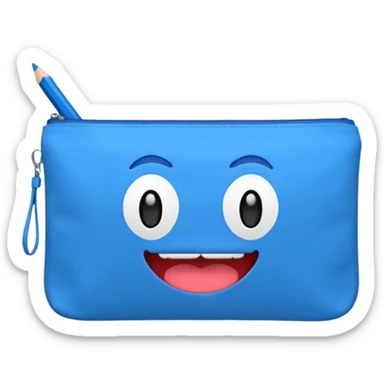 Pencil pouch with zipper mouth sticker