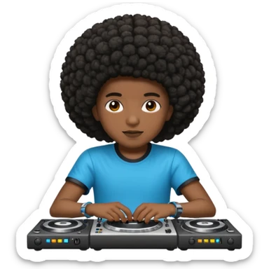 A black person with afro short hair DJ sticker