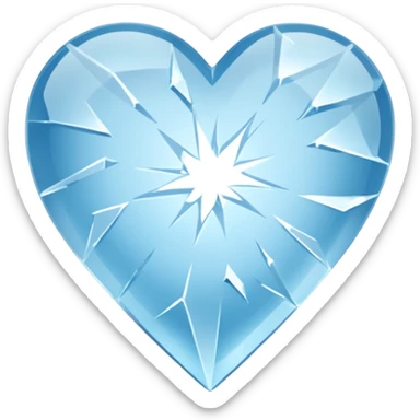 Frozen heart mid-shatter, shards suspended sticker
