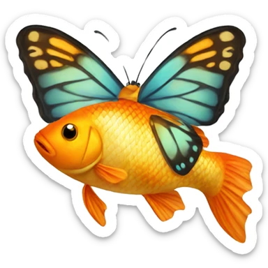 butterfly with goldfish sticker