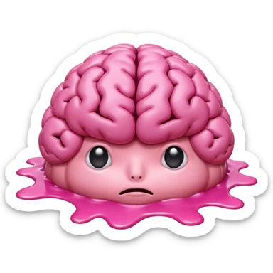 pink brain (without a face) melting into a puddle sticker