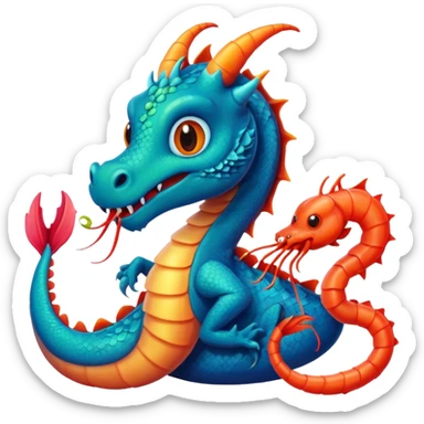 a dragon and a shrimp are friends sticker